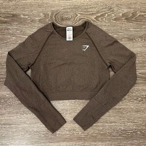 Gymshark Vital Seamless 2.0 Crop Top Brown Marl Mesh - Women’s Size L
